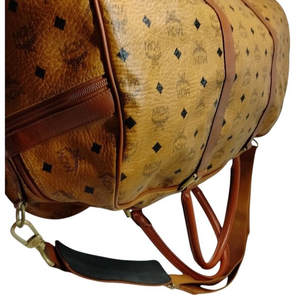 (L4) Authentic MCM Travel Bag Brown PVC Luxury Vintage Designer Handbag - Picture 5 of 9